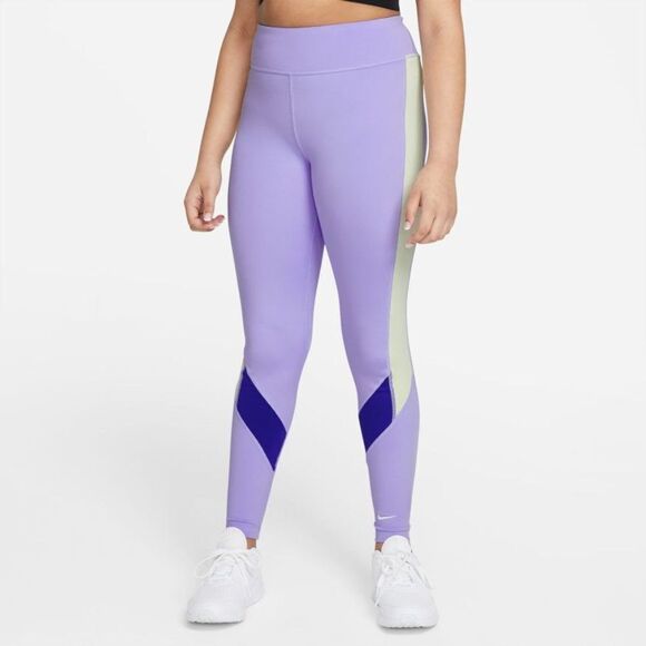 Nike Dri-FIT One Pastel Purple Green Blue Colorblock Girl's Leggings - Picture 1 of 12